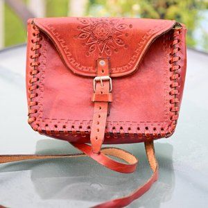 Petit sac bohémien en cuir véritable 20 x 17 x 6 centimètres